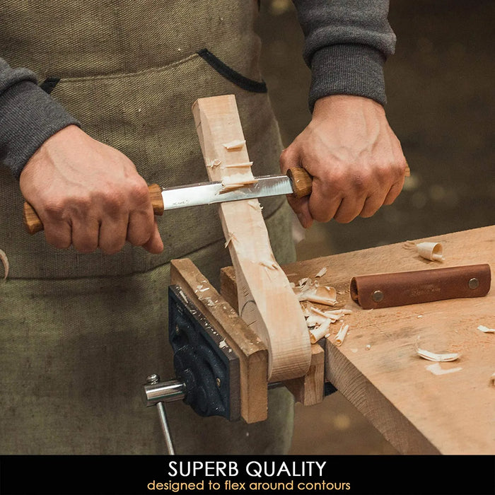 BeaverCraft (DK1S) Drawknife with Oak Handle in Leather Sheath
