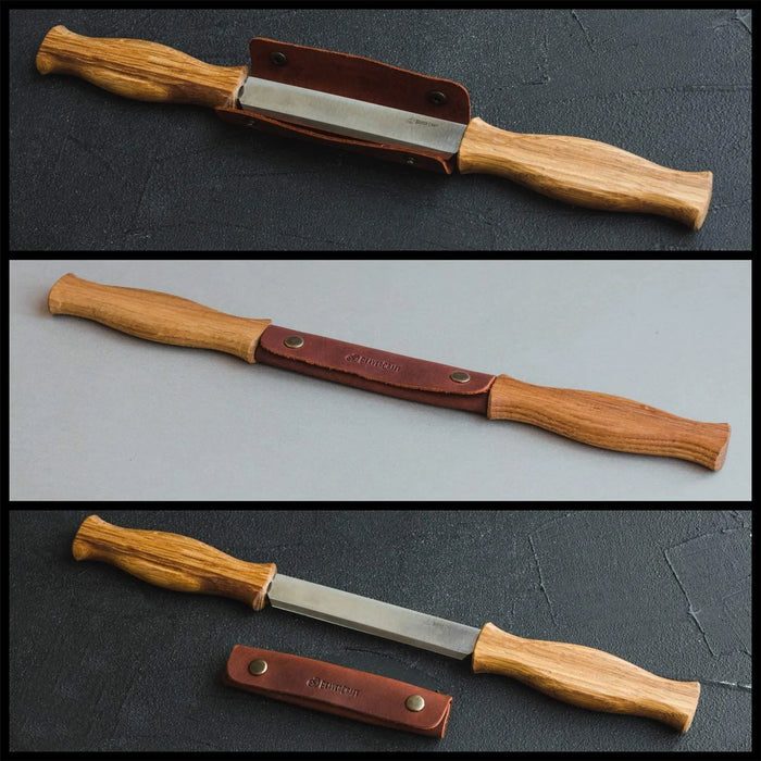 BeaverCraft (DK1S) Drawknife with Oak Handle in Leather Sheath
