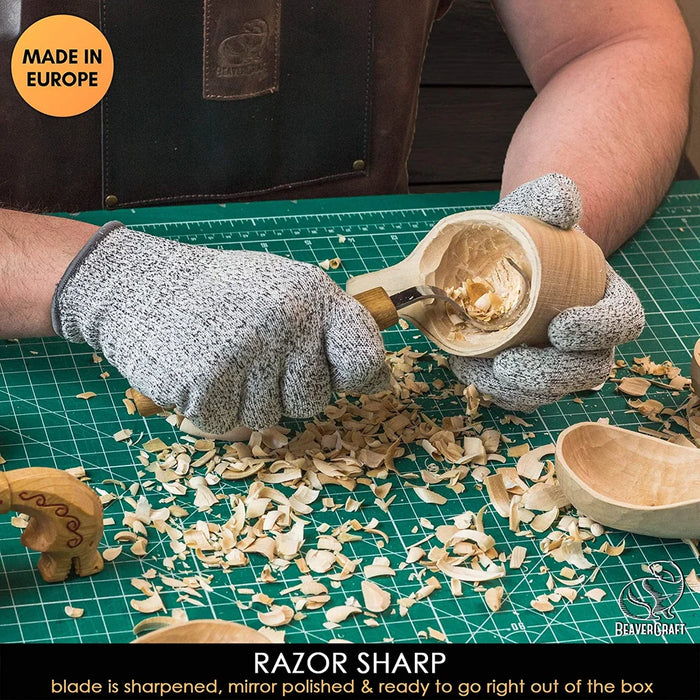 BeaverCraft (SK2-OAK) Right-Handed Spoon Carving Knife (30mm) with Oak Handle