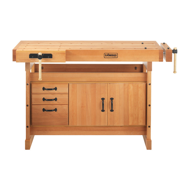 Sjöbergs European Beech Nordic Pro 1400  with Storage Cabinet and Accesssory Kit 56" x 24" x 1-1/8" Thick Top