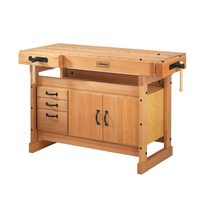 Sjöbergs European Beech Scandi 1425 Workbench 57" x 27" x 1-1/2" Thick Top and Storage Cabinet