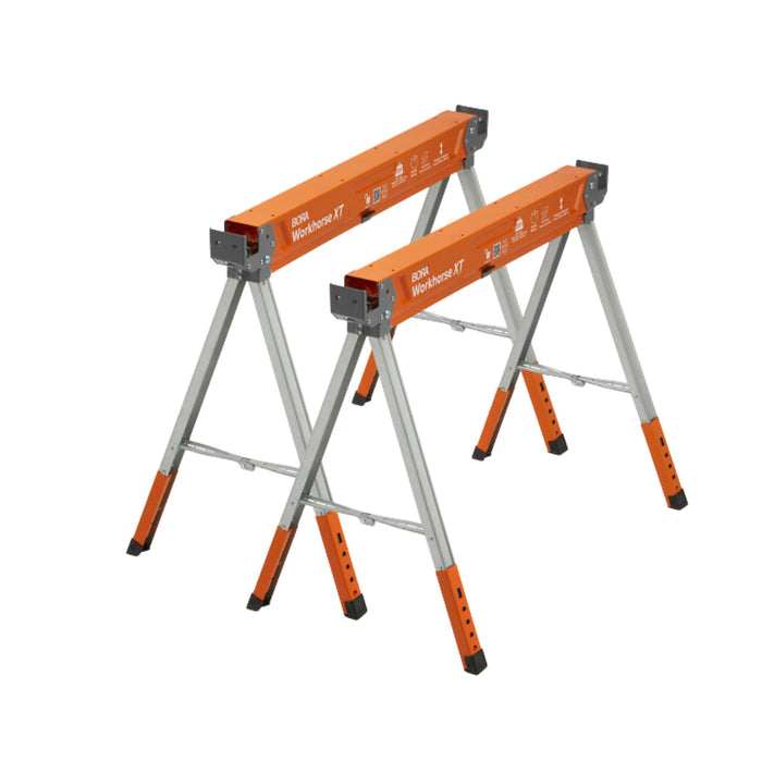 BORA PM-3360T Workhorse XT 2-Pack Adjustable Leg Knockdown Sawhorse, 1350-lb Weight Capacity