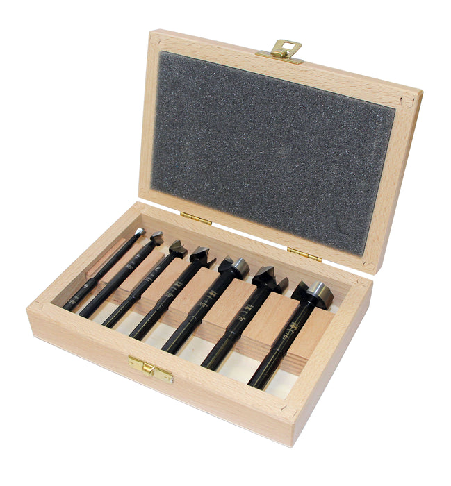 FISCH Black Shark 7 Pc Imperial Forstner Bit Set In Wooden Box-1/4" to 1" by 1/8ths