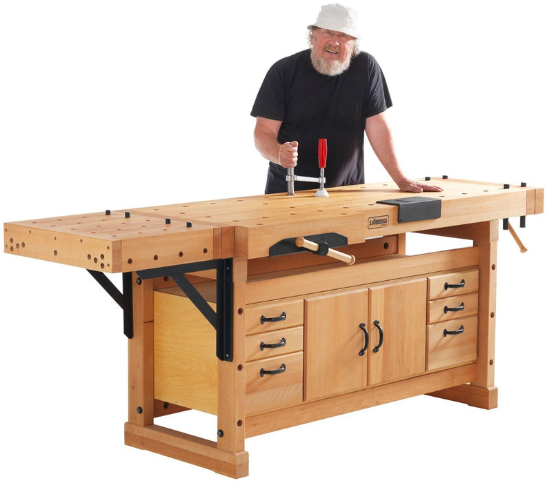 Sjöbergs Elite 2500C Workbench with Clamping Platform and Storage Cabinet 95" x  29" with 3-3/8" Top (DCE)