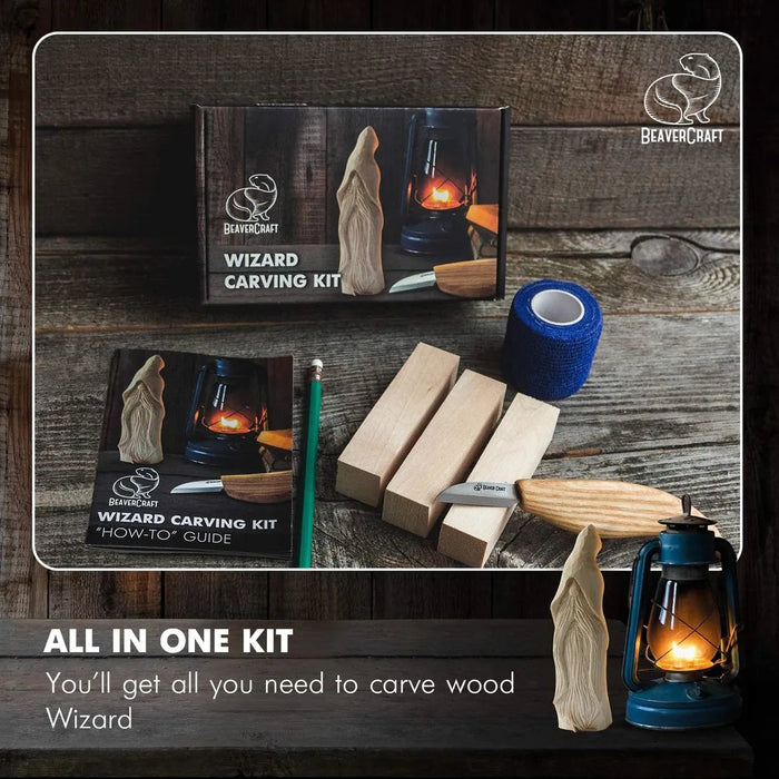 BeaverCraft (DIY03) Wizard Carving Kit - Complete Starter Whittling Kit for Beginners