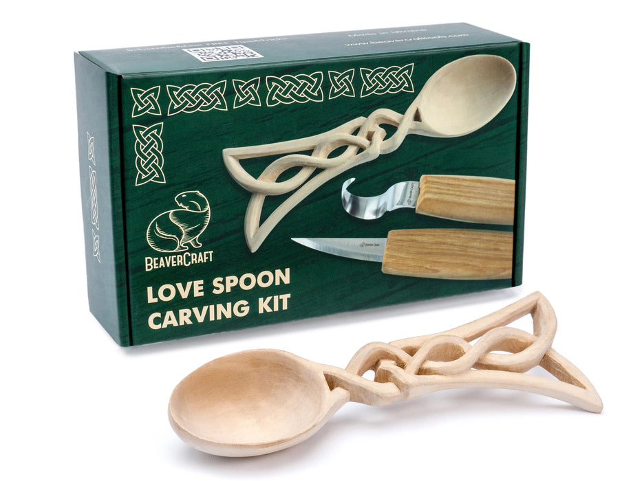 BeaverCraft (DIY04) Celtic Spoon Carving Kit - Complete Starter Whittling Kit for Beginners