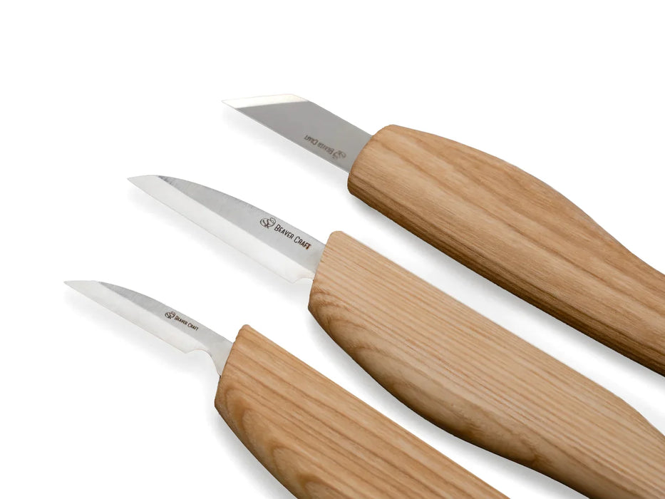 BeaverCraft (S12) Starter 3-Piece Wood Carving Knife Set