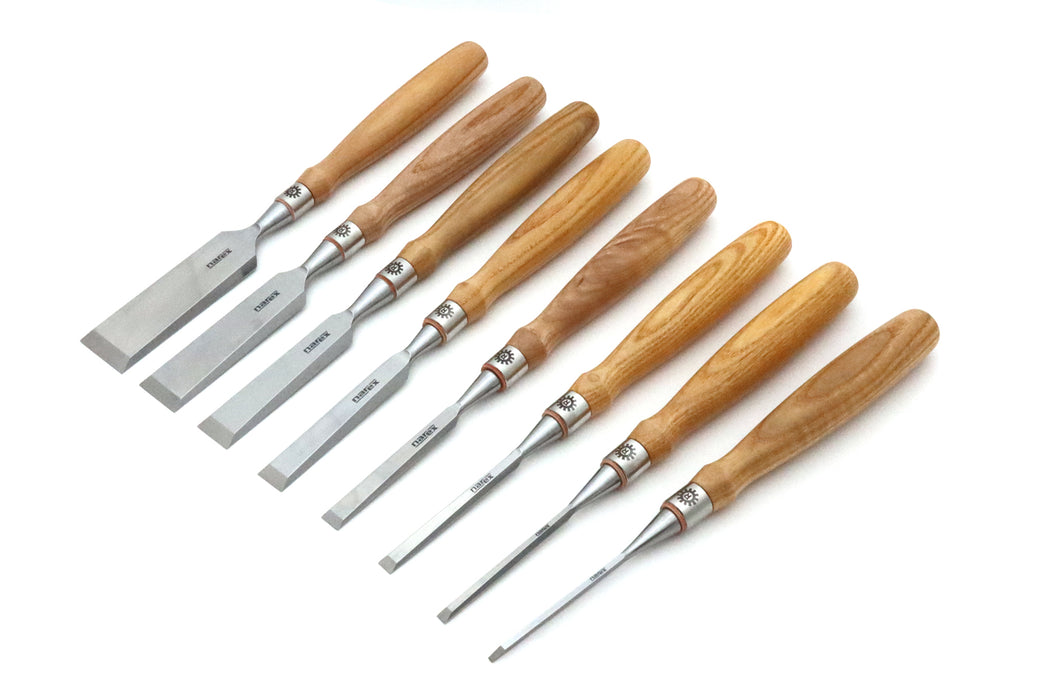 Narex 8 Piece Richter Paring Chisel Set (1/8", 1/4", 3/8", 1/2", 3/4", 1", 1-1/4", 1-1/2")