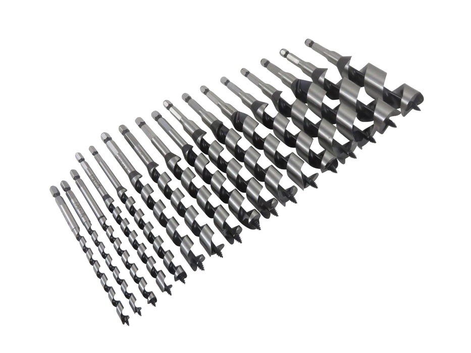 WoodOwl 17 Piece Set No. 6 Standard Spurred Combination Augers