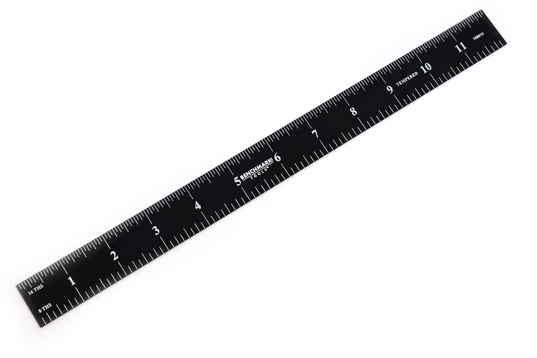 Benchmark Tools 106611 6 Flexible Woodworking Ruler Black Chrome Finish 1/8th and 1/16th Grads Hardened Stainless Steel