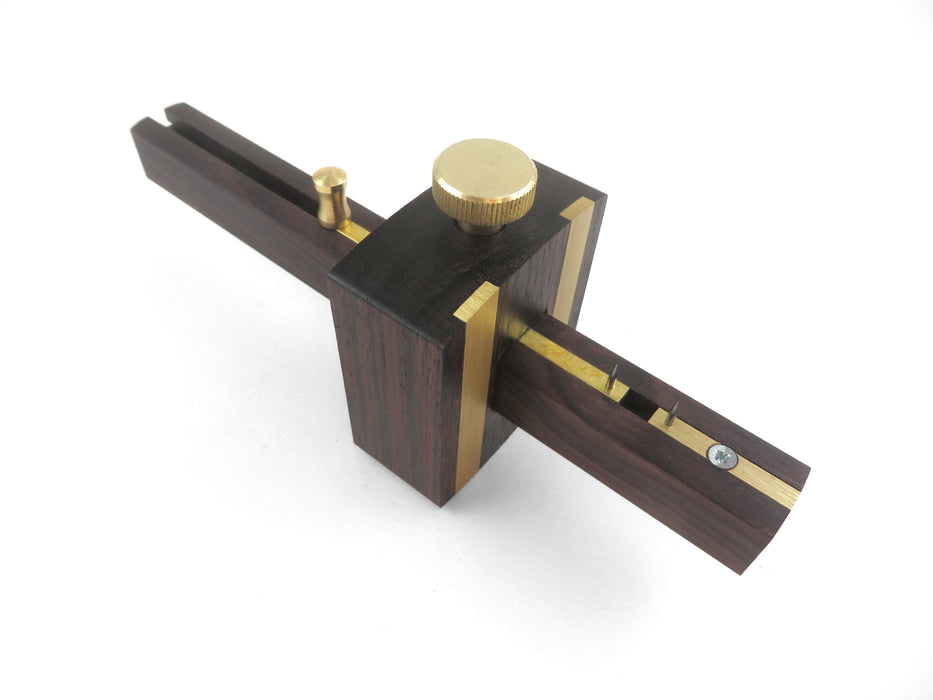 Joseph Marples Adjustable Pin Marking / Mortise Gauge Solid Rosewood Head with Brass Wear Strips with Pull-Slide Pin Adjustment