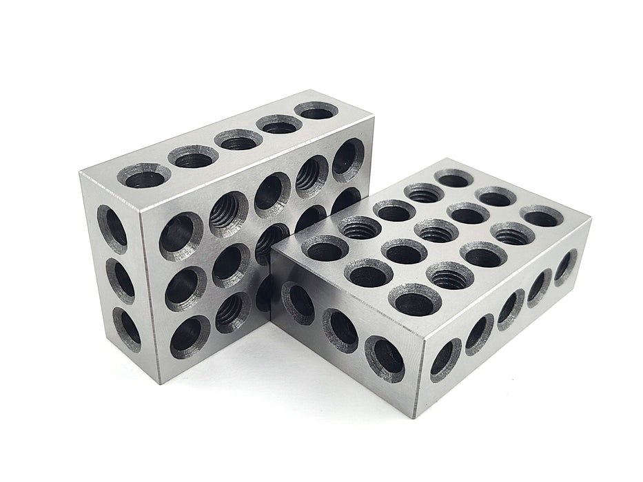 1-2-3 Blocks Matched Pair Hardened Tool Steel Multiple Hole Configurations