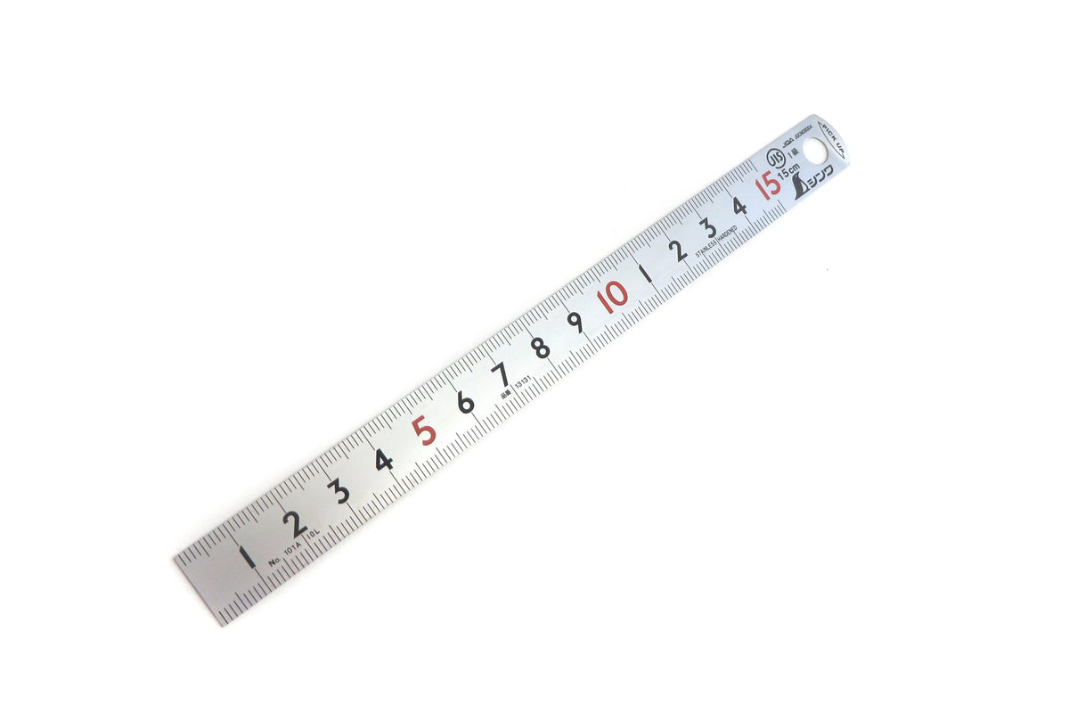 Shinwa 150 mm Rigid (15 mm x 0.5 mm) Zero Glare Satin Chrome Stainless  Steel Machinist Engineer Ruler/Rule with Graduations in mm and .5mm Model  13005