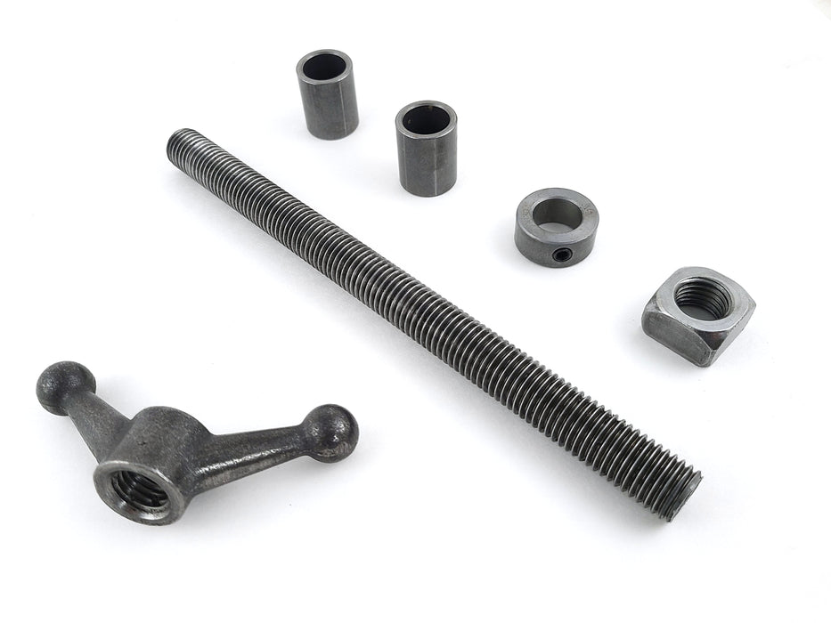 Wagon / Tail Vise Kit with 12" Long 3/4"-10 Threaded Rod, 4-1/2" Cast Knob, Bushings, Square Nuts and Stop Collars