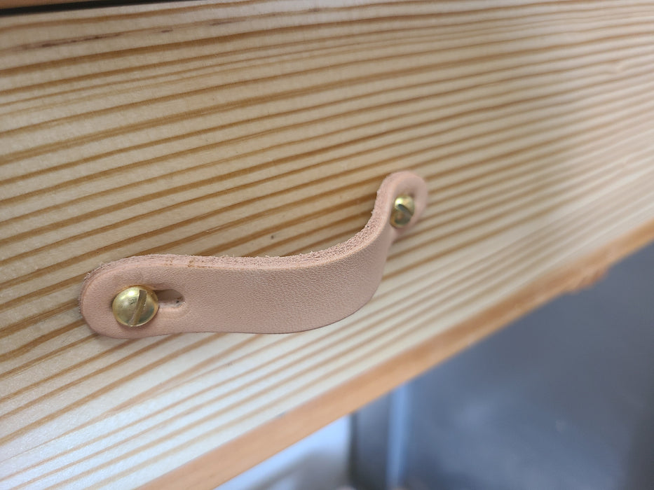 Small Horsebut Leather Handles for Drawers and Boxes