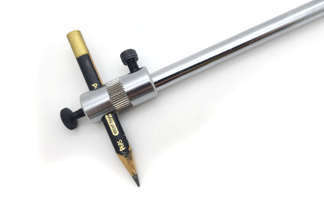 Trammel Head Beam Compass Set, 57" Diameter Range, Hardened Points and Pencil Holder