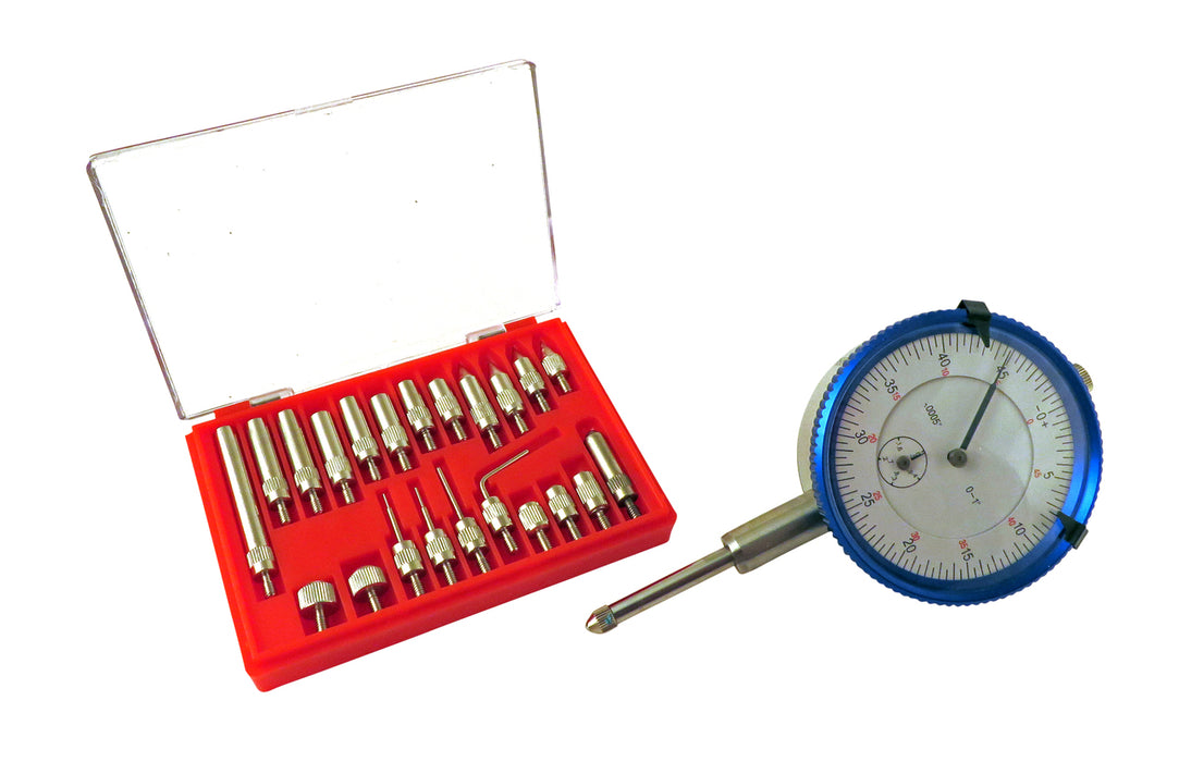 Magnetic Base with Fine Adjustment, SAE Dial Test Indicator and 22 Piece Anvil Point Set