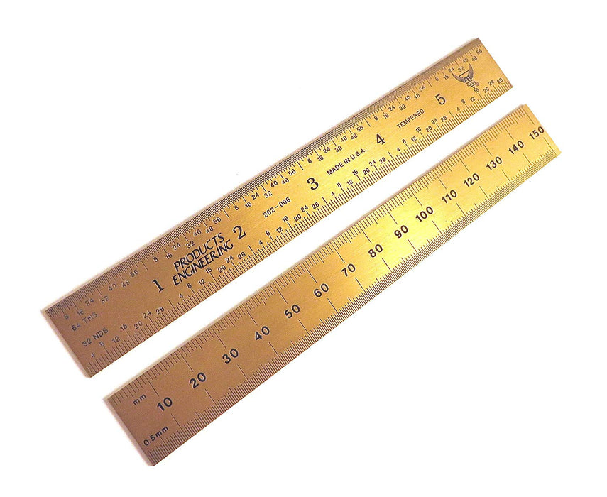 PEC Tools 12" (300mm) English/Metric Titanium Nitride (TiN) Ruler