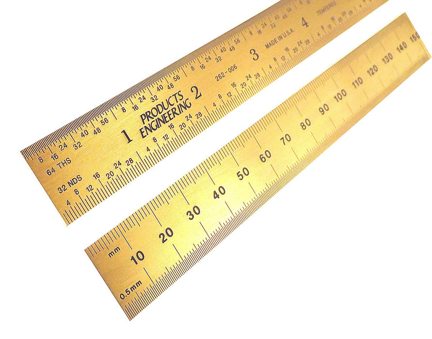 PEC Tools 6" (150mm) English/Metric Titanium Nitride (TiN) Ruler