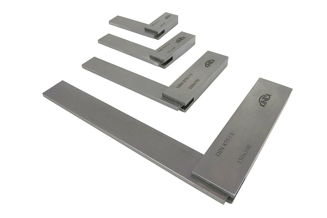 Kinex 4 Piece Set of Solid Machinist Square 2-3/8", 3", 4", 6" (60, 75, 100, 150 mm) DIN 875/1