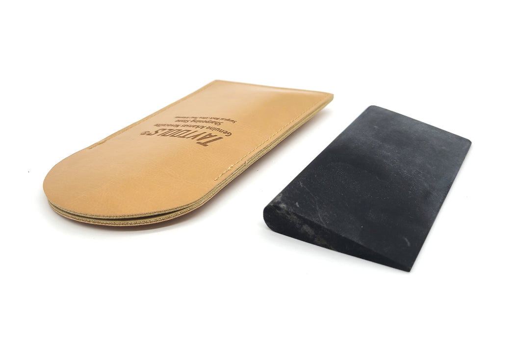 Genuine Arkansas Whetstone Novaculite Slip Sharpening Stones 4" x 2" x 3/8" in Imitation Leather Pouch