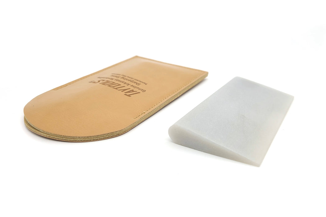 Genuine Arkansas Whetstone Novaculite Slip Sharpening Stones 4 x 2 x 3/8 in Imitation Leather Pouch Soft (Medium)