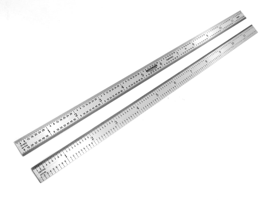 Benchmark Tools 466637 Rigid 12 Inch 5R Machinist Rule with 1/10, 1/100,  1/32 and 1/64 Markings Tempered Stainless Steel with Brushed Finish  Conforms to EEC-1 Accuracy Standards (1) 