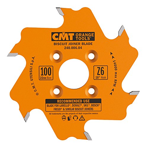 CMT 240.006.04 Biscuit Joiner Blade, 4-Inch Diameter x 6 Teeth, PTFE-Coated.