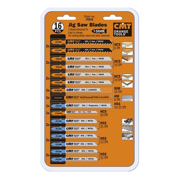 CMT 16 Piece Jig Saw Blade Assortment