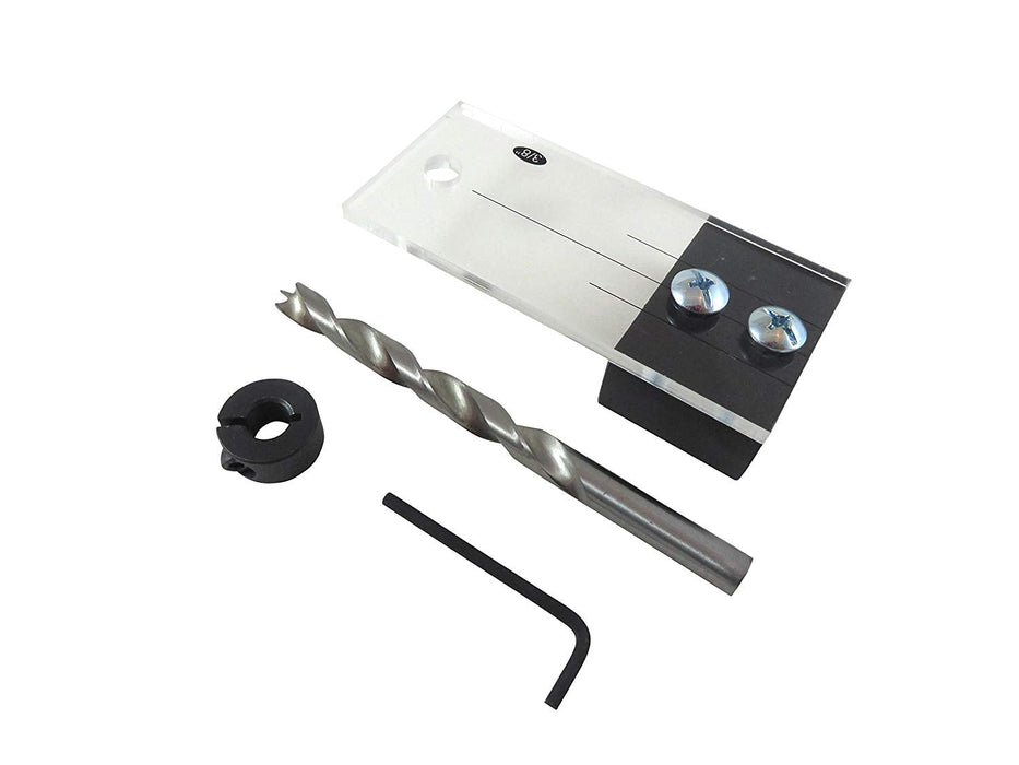 Scratch and Dent- 3/8" Dual Hole Doweling Jig with 3/8" Brad Point Drill Bit, Stop Collar and Hex Wrench