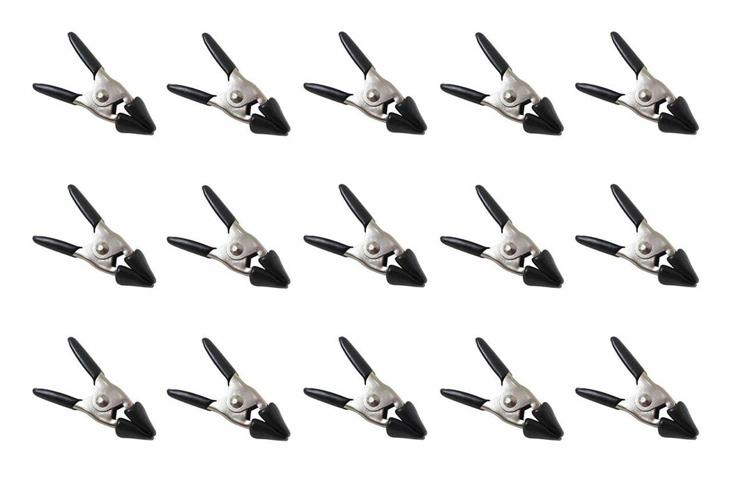 Pack of 15 Each 1/2" x 2" Mini Metal Spring Clamps with Black Tips - Closeout