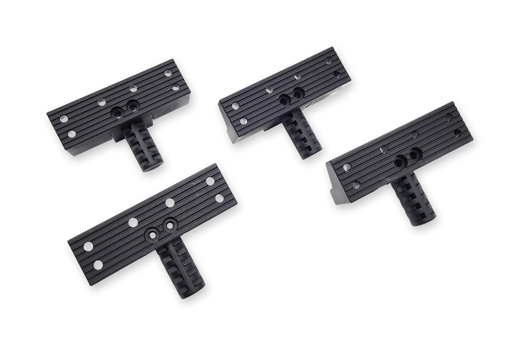 Low Profile 1/2” Workbench Bench Dogs with 1-1/4” Tall x 4“ Wide Jaw Extensions for 3/4" Dog Holes 8 Pack with Screws