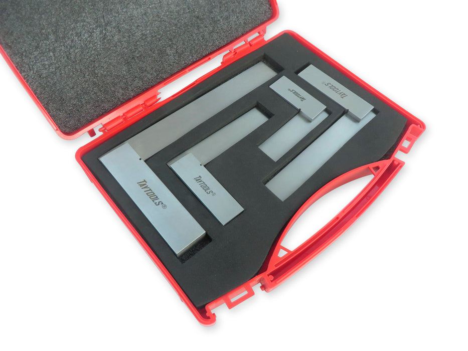 4 Piece Set of Solid Machinist Squares: 2-3/4”, 3-3/4”, 4-3/4” and 6-3/4”, Accurate to 0.001 (DCE)