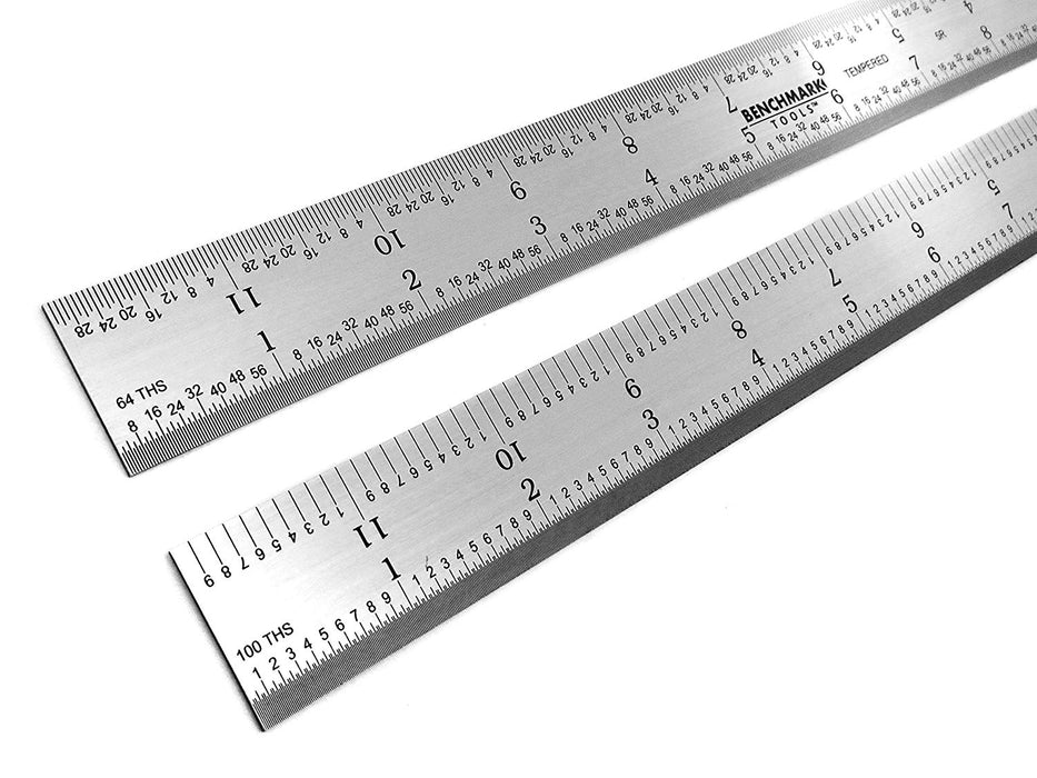 Benchmark Tools™ Rigid 12" 5R Brushed Steel Machinist Rulers