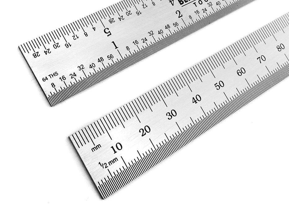 Benchmark Tools™ Rigid 150mm (6") English/Metric Satin Chrome Machinist Rulers