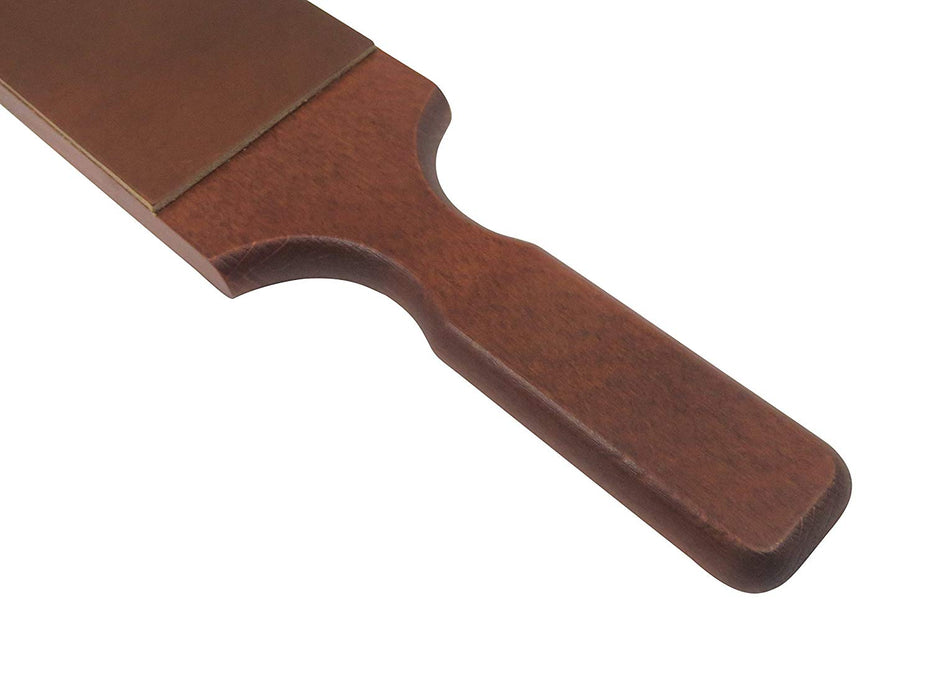 French Leather Strop 3 inch x 10 inch Surface with 1.2 Ounce Bar Green Chromium Oxide 0.5 Micron Extra-Fine Polishing Compound