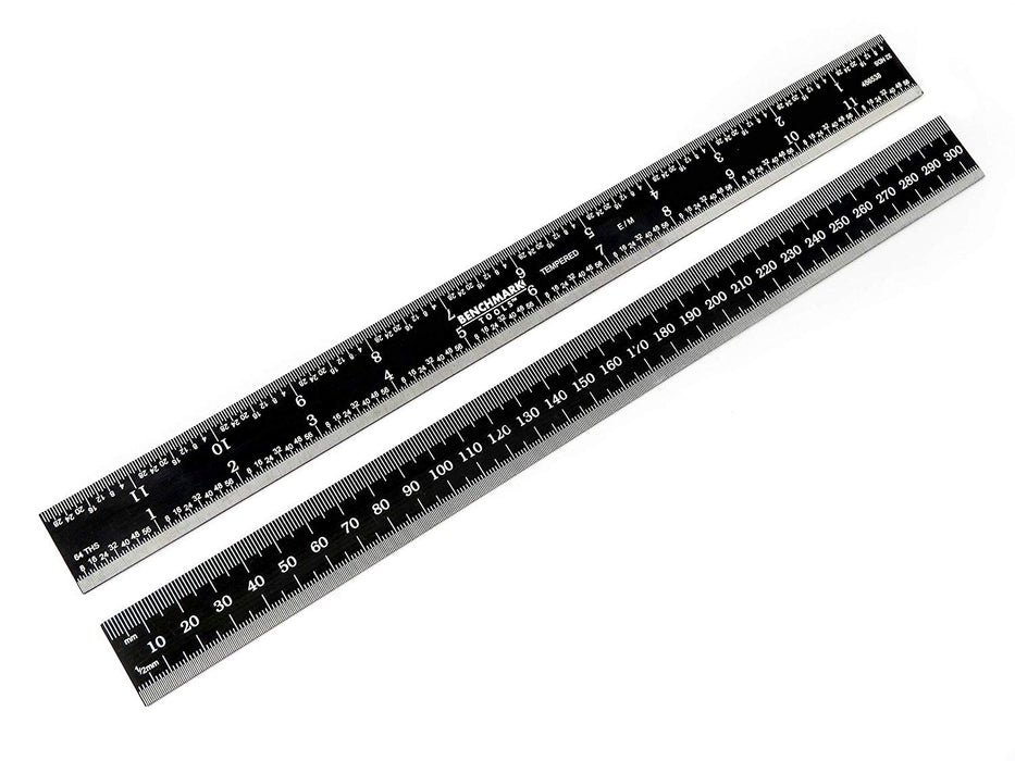 Benchmark Tools™ Rigid 300mm (12") English/Metric Black Chrome Machinist Rulers