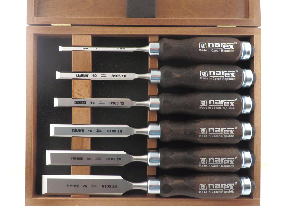 Narex 6 Piece Standard Bevel Edge Chisel Set in Wooden Presentation Box (853053)