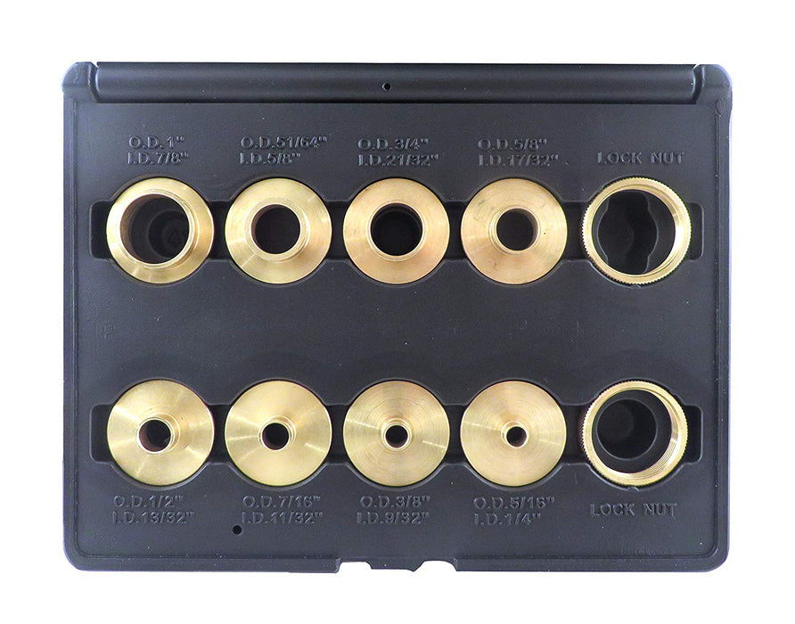 10 Piece Solid Brass Router Template Bushings Guide Bearings Set 464985