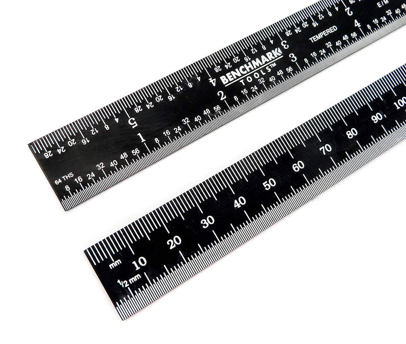 Benchmark Tools™ Rigid 150mm (6") English/Metric Black Chrome Machinist Rulers