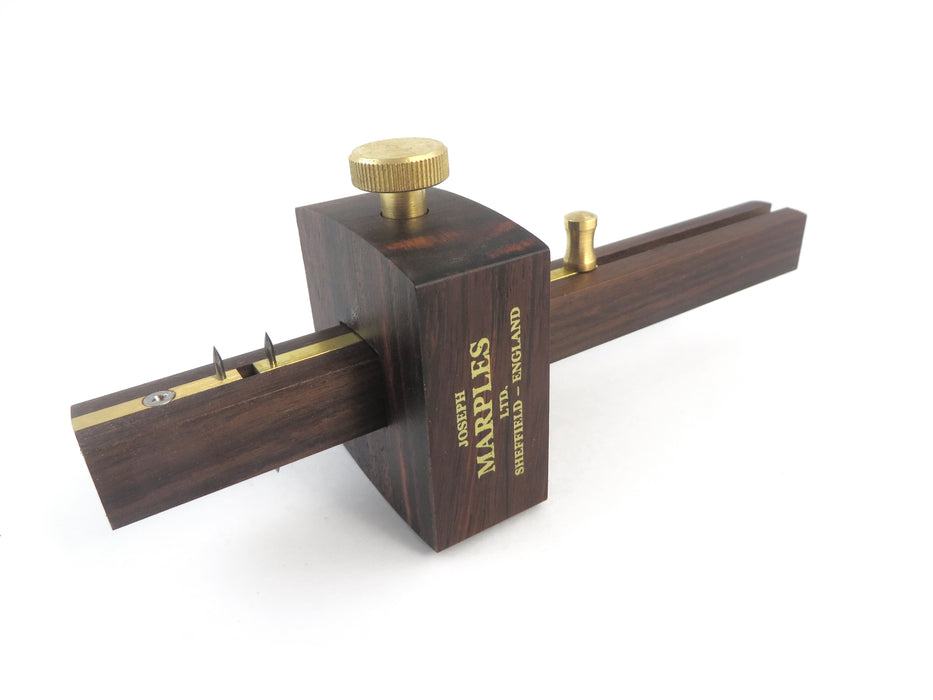 Joseph Marples Adjustable Pin Marking / Mortise Gauge Solid Rosewood Square Head with Pull-Slide Pin Adjustment