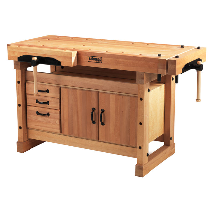 Sjöbergs European Beech Elite 1500 Professional Workbench with Optional Storage Cabinet 59" x 29" with 3-3/8" Top