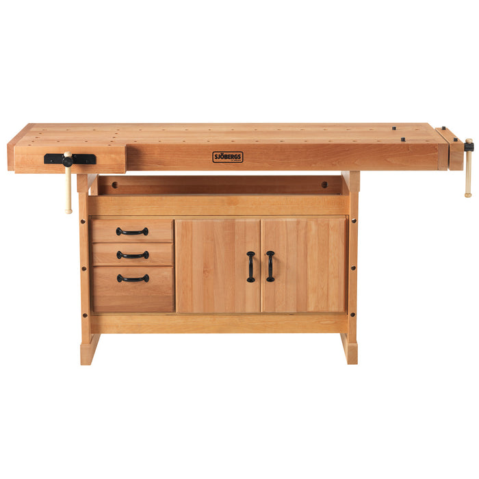 Sjöbergs European Beech Scandi 1825 Workbench and Storage Cabinet 73" x 27" x 1-1/2" Thick Top