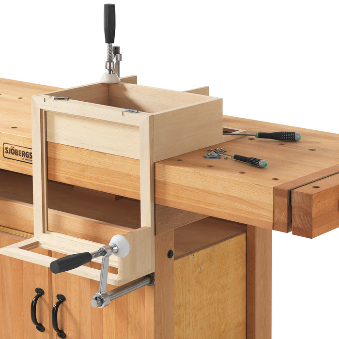 Sjöbergs European Beech Scandi 1425 Workbench 52-5/8" x 22-7/8" x 1-1/2" Worktop and Optional Cabinet 41" x 16-1/8" x 19"