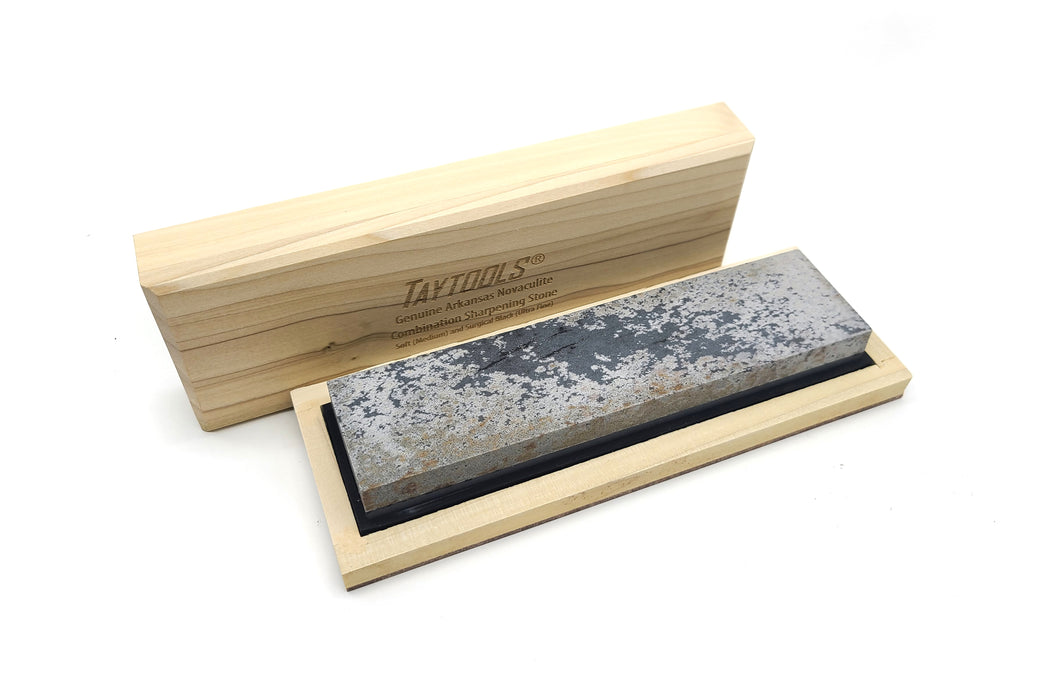 Genuine Arkansas Whetstone Novaculite Combination Bench Sharpening Stones in Wood Box Sizes 6" to 10"