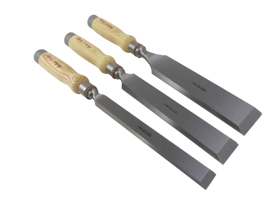 Robert Sorby 3 Piece Beveled Framing Chisel Set with Edge Guards