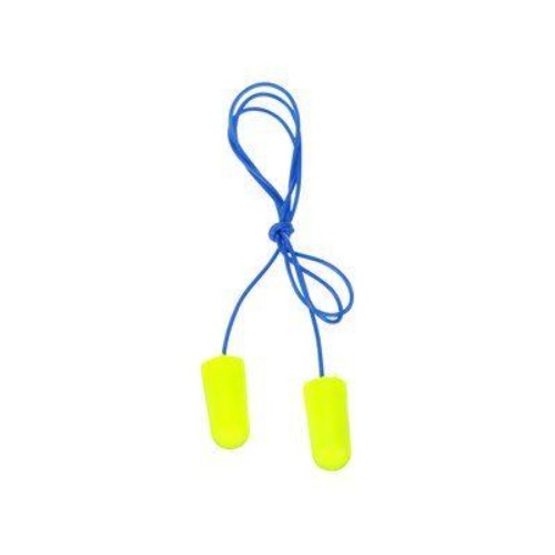 3M™ E-A-Rsoft™ Yellow Neons™ Earplugs 311-1250, Corded, Individually Poly Bagged, Regular Size with Noise Reduction Rating 33 Decibals