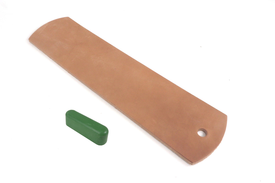 Leather Strop (rough both sides) for knife, razor or tool sharpening (3  wide) with solid oak