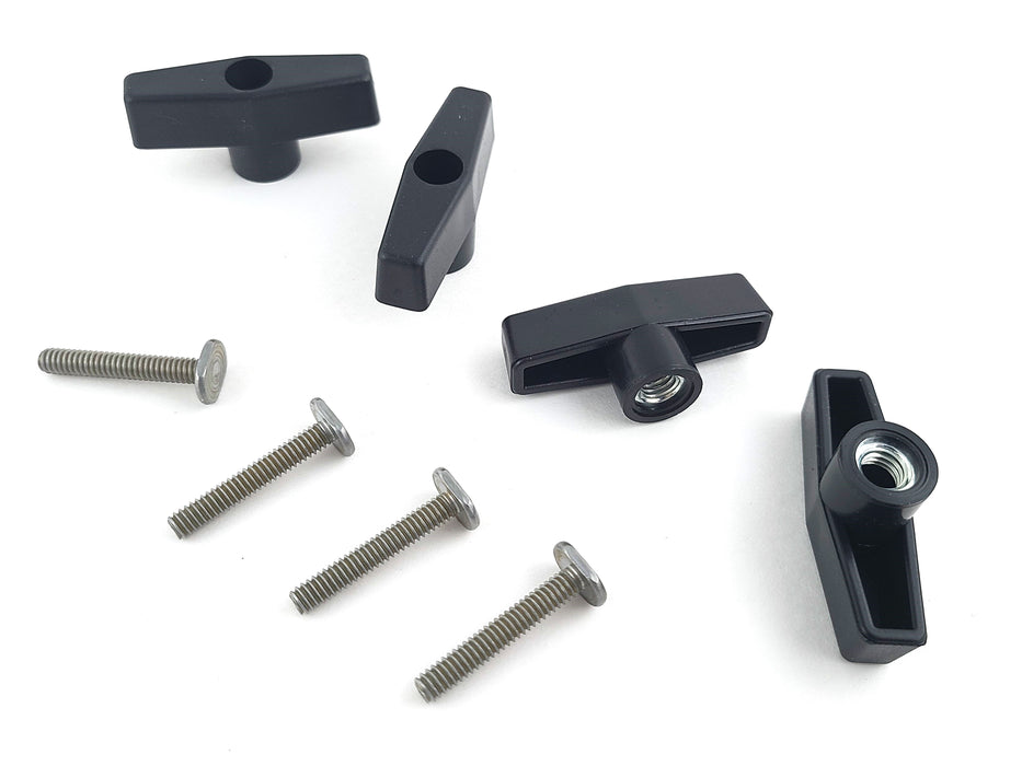 T-Track 8 Piece Knob Kit with 4 each T Knobs and 4 each T-Bolts for Jigs and Fixtures