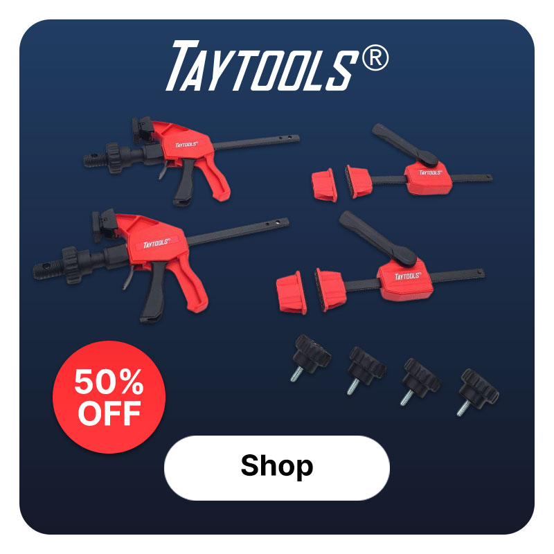 Taylor Toolworks Inline Clamps - 50% Off - On Taytools Blue Background
